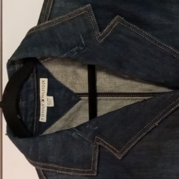 Denim blazer, Tommy Hilfiger, women's xl, like new, light distressed style. - Picture 3 of 4